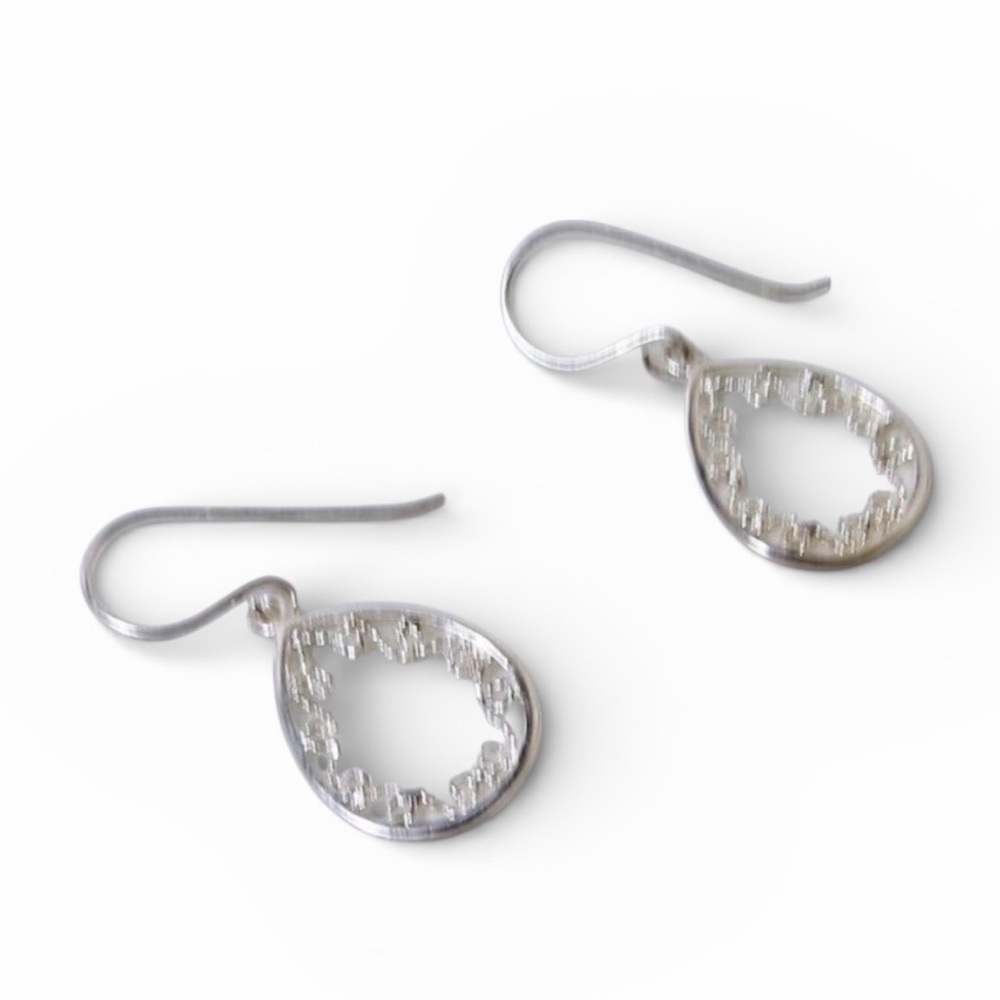 Lovley Ornate Sterling Silver Tear Drop Hoop Earrings